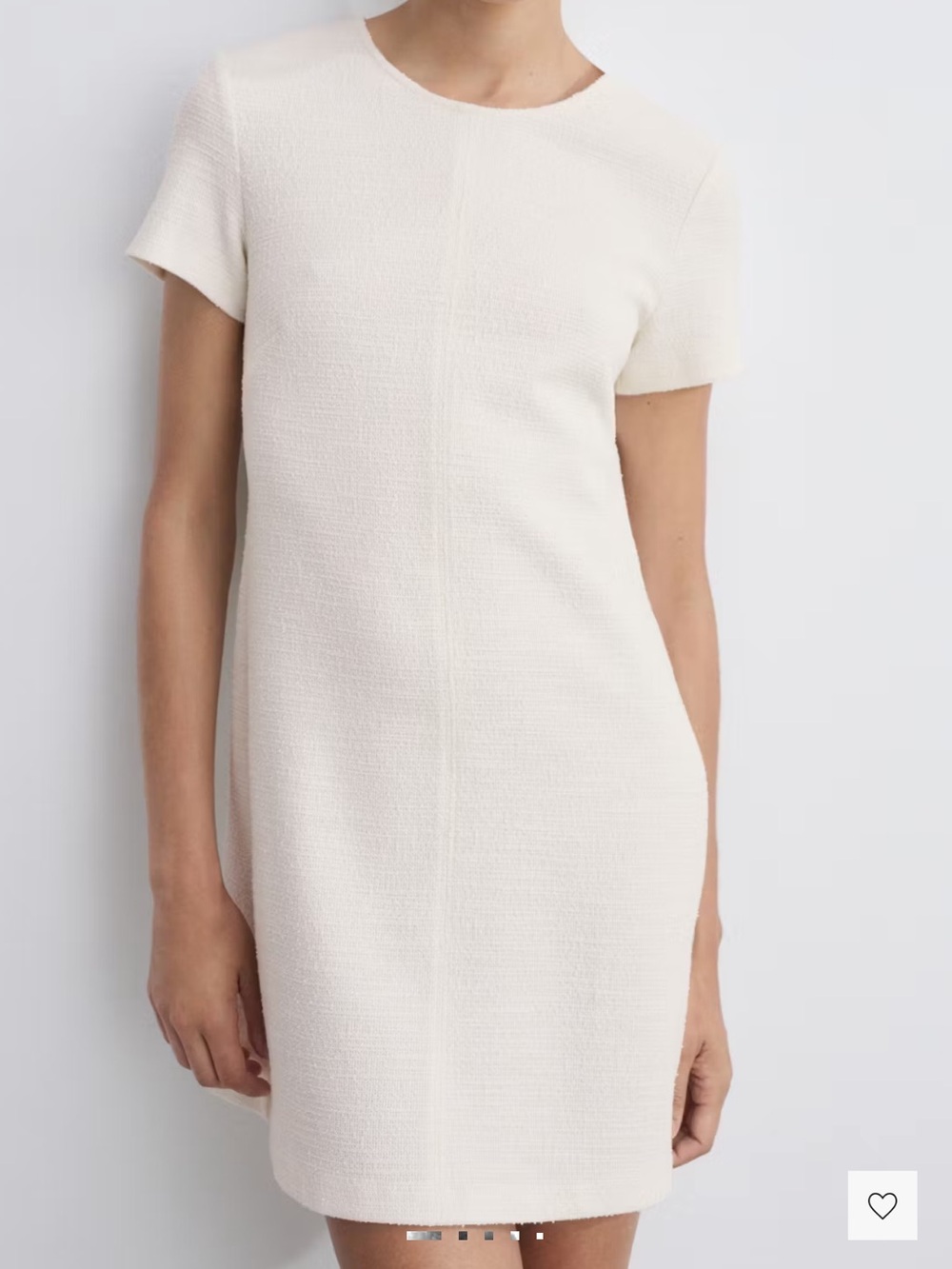 Mango Cream Short-Sleeve Textured Shift Dress